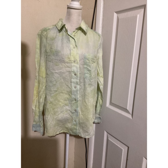 Pilcro and the Letterpress by Anthropologie Tops - Pilcro and the Letterpress Anthropologie Green Tie Dye Button Down Shirt M